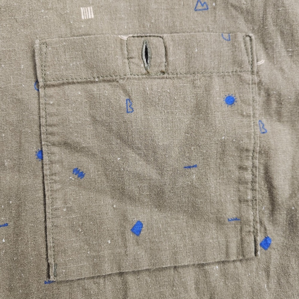 REI Co-Op Shirt Mens XXL Tan Outdoor Print Short Sleeve Hemp Cotton Casual Camp - Picture 3 of 7